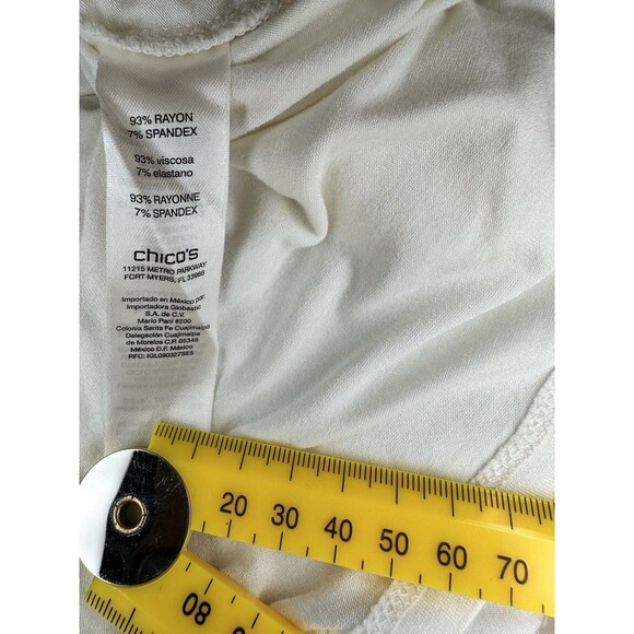 Chicos True Color Tees Shirt SZ 3 Ivory Cotton Blend Scoop Neck Top - Picture 6 of 7